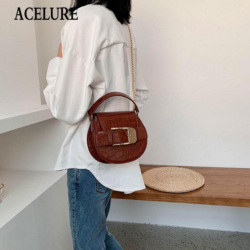 

ACELURE Fashion Alligator PU Leather Small Shoulder Bags for Women Solid Color Cover Crossbody Bags Female Ladies Handbags Purse, Black