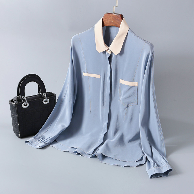 

2020 Silk New Female Shirt Long Sleeve Breasted Fashion Woman's Top Cardigan Spring Temperament Women's Clothes Aw1n, See chart