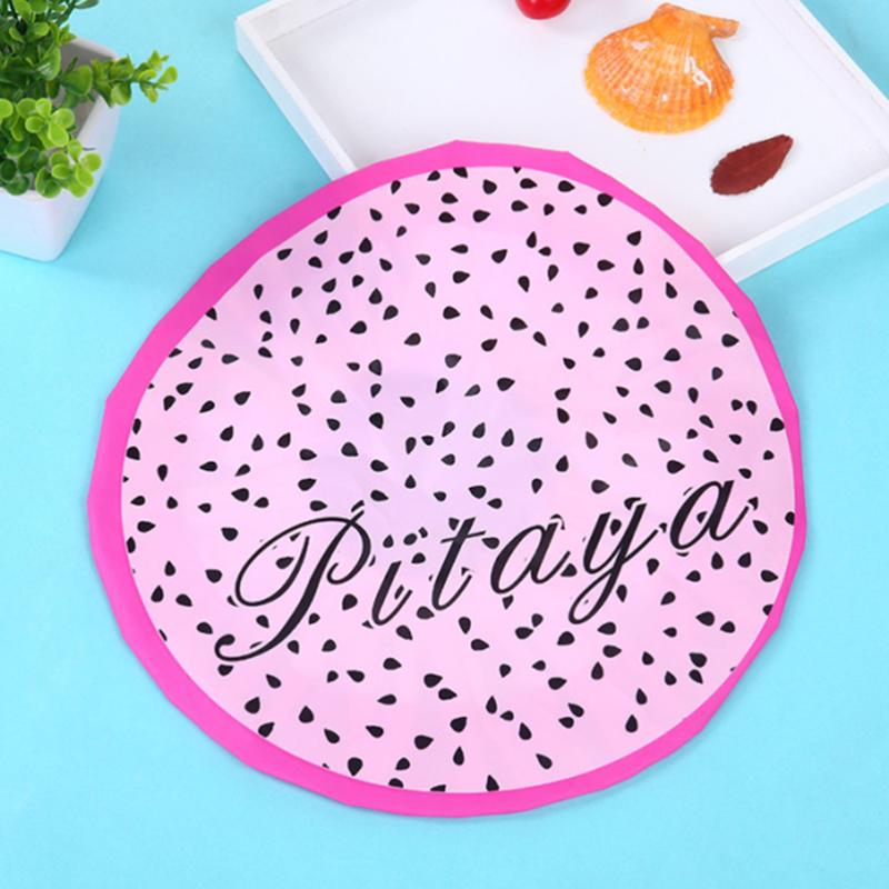 

4pcs Waterproof Fruit Shower Caps Lace Border Bathing Hat Elastic Oil Prevention Cap for Girl Woman Lady