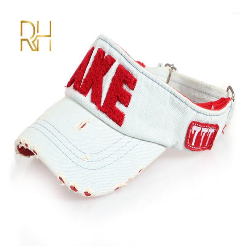 

High Quality Brand Empty Top Visor Hat For Women Men Student Wash Denim Embroidery TAKE Sun Cap Quick-Drying Snapback Caps RH1, Green