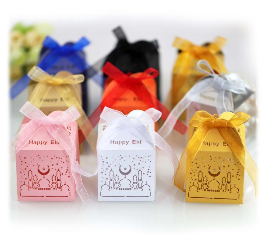 

50/100pc Eid Mubarak Candy Box Gift Boxes Ramadan Decorations Islamic Party Happy Eid Mubarak DIY Decoration Packaging Candy Bag