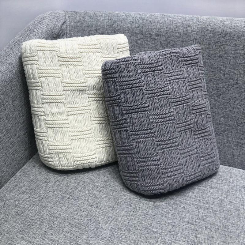 

Cotton Sofa Throw Blanket Autumn Winter Wearable Women Wrap Blankets Gray Bamboo Grain Knitted Towel Blankets for Bed Sofa Cover