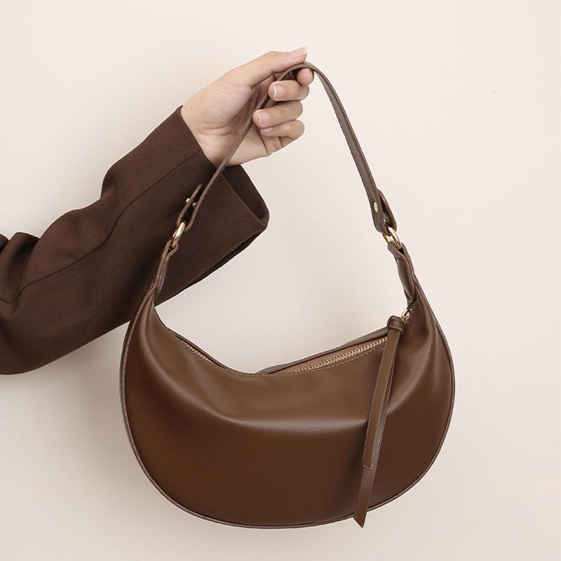 

Luxury Women Bag Vintage Hobos Bag Soft Leather Armpit Shoulder Bags High Quality Women Handbag And Purse Retro French Style, Coffee shoulder bag