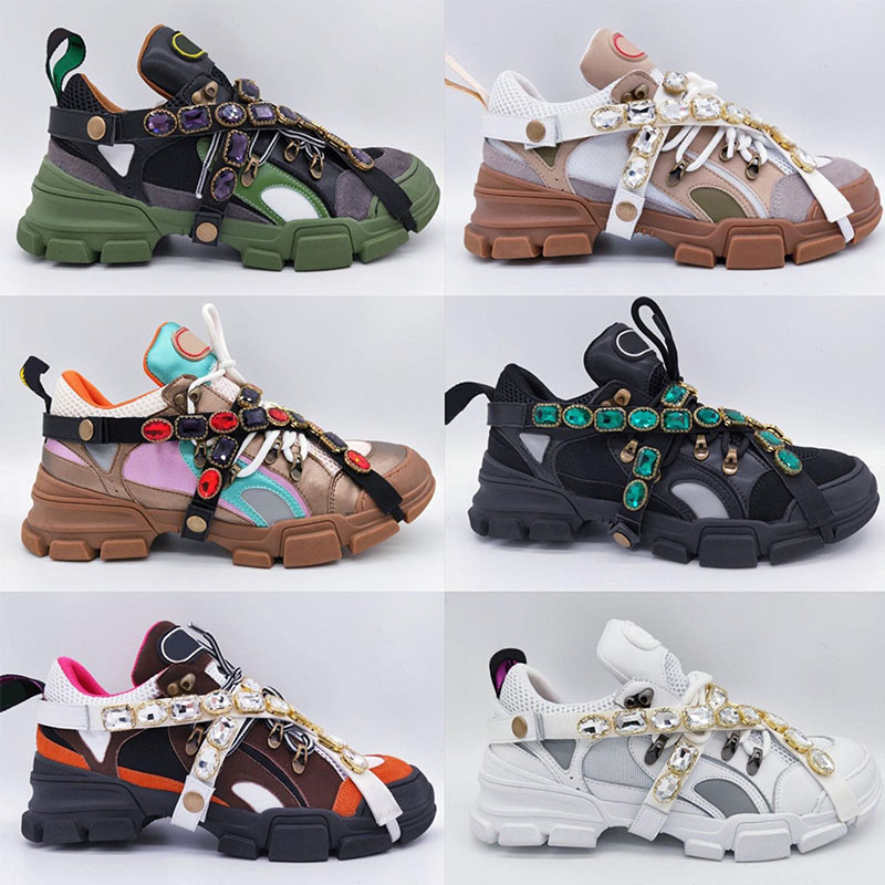 

New Designer Women Platform Sneaker Removable Crystals Casual Luxury Mens Women Designers Shoes Trainers Size 35-45, Colour 1