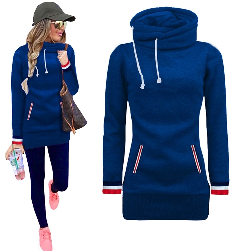 

2021 New Winter Clothes Sweaters with Jackets Long Fashion Female Long-sleeved Pockets of Hoodies H2TN, Red