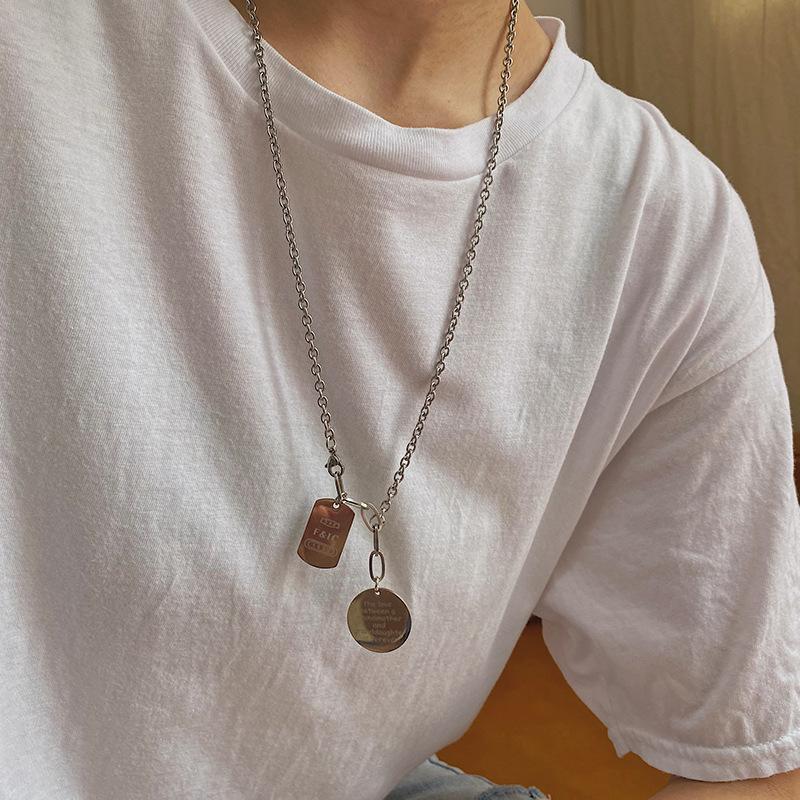 

Trendy Stainless Steel Jewelry grandmother and grandaughter letter Round tag Pendant Necklace for Women Hip hop Jewelry Gift