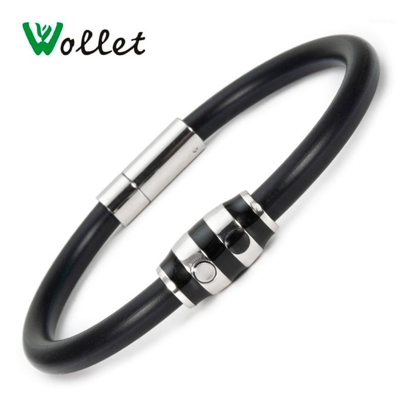 

Black Stainless Steel Silicone Bracelet For Women Rubbers Wristbands Infrared Germanium Bio Magnetic Power Energy Balance1