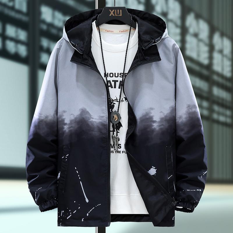 

Casual Men Jacket on both sides Gradient Hooded 2020 Top quality New Autumn Jackets and Streetwear Men's Clothing Plus Size 7XL, Blue
