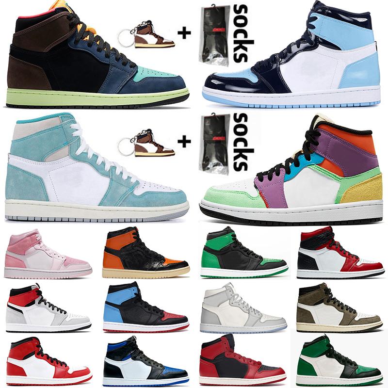 

2020 Jumpman 1s Youth Boys Men Women High Retro Basketball Shoes Travis Scotts Fearless Obsidian UNC Athletics Sneakers man Sports Shoes, Style 5
