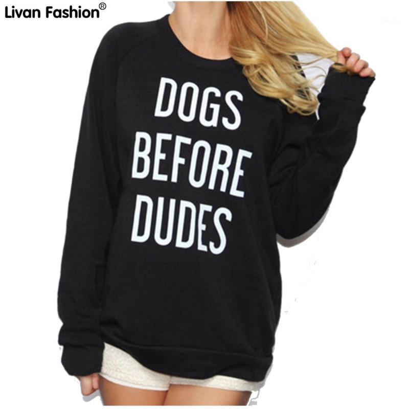 

Wholesale- Black Printed "DOGS BEFORE DUDES" Letter Of Spring Fashion Women's Sweatshirts Hedging A Capless ---HLE-ST0091, Gray