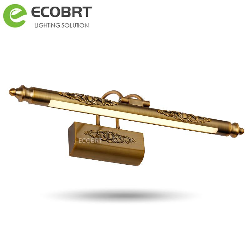 

ECOBRT Modern Brass LED Wall lights Lamps in Bathroom with Swing Arm 50CM 70CM 90CM Long top Mirrors Sconces 110V / 220V AC