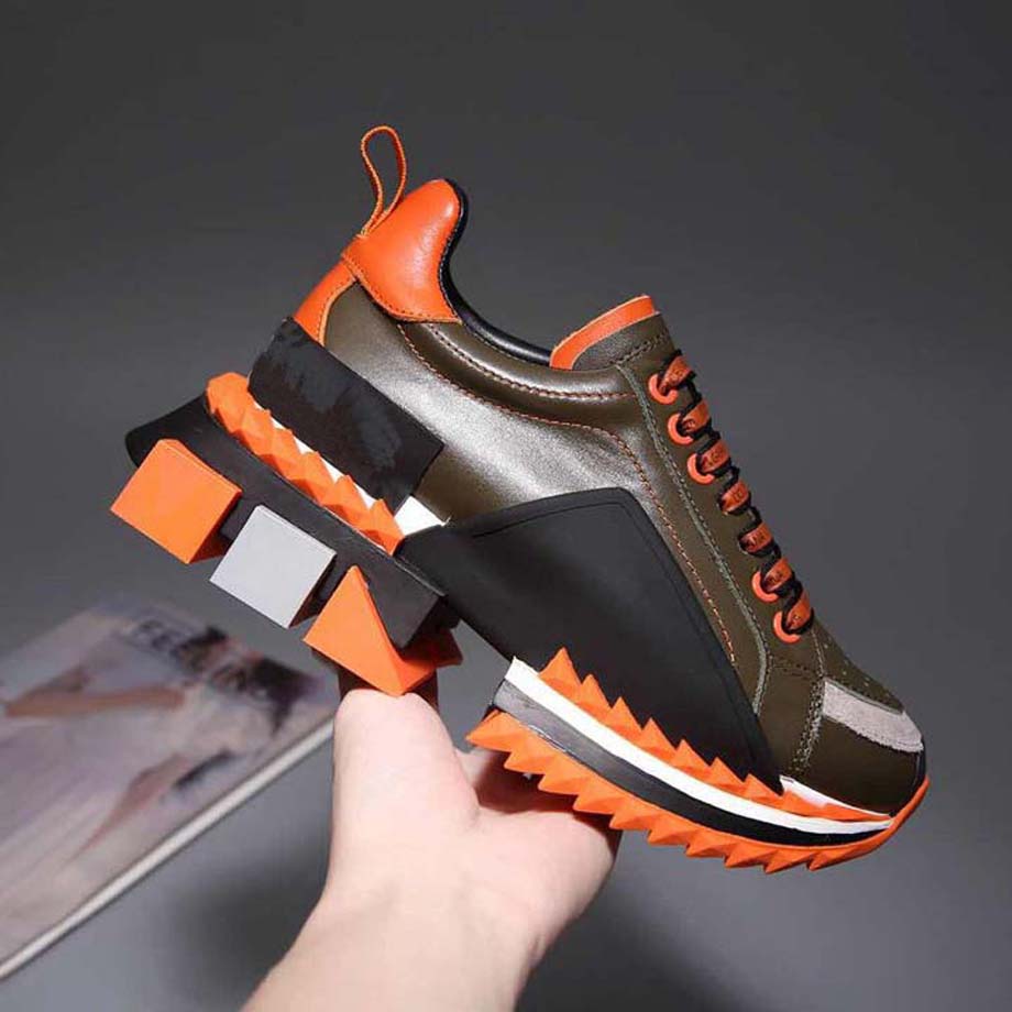 

Fashion Best Top Quality real leather Handmade Multicolor Gradient Technical sneakers men women famous shoes Trainers 37, Box