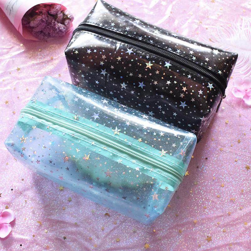 

Bags Women Jelly Cosmetic Bag Clutch Bag Lady Transparent Storage Holder Travel Organizer Korea Cute Cartoon Girls Makeup1, Black