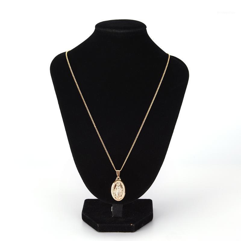 

Fashion Trendy Virgin Mary Necklace Color Cross Tag Pendant Necklaces For Women Jewelry1