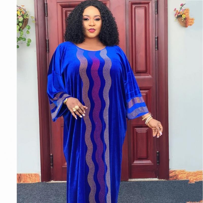 

Velvet African Dresses For Women Spring Autumn Africa Clothing Muslim Long Maxi Dress High Quality Fashion African Dress Lady