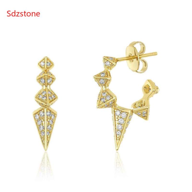 

Sdzstone Fashion Women Stud Earrings Spike Ear Gold Earring 15mm Circle Jewelry Korean Punk Style WOMen Earrings