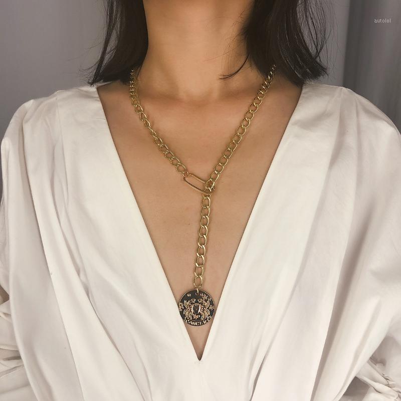

Creative Rectangle Irregular Charm Female Crab Embossed Long Sweater Chain Necklace Punk Style Cool Jewelry1