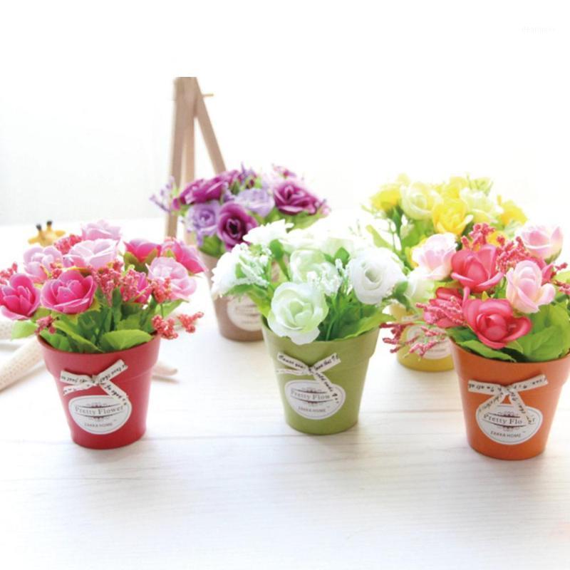 

Diamond Rose Artificial Flower Small Bonsai Home Decoration Plastic Rose Fake Flower Pot Plant For Wedding Decoration 101, Pink