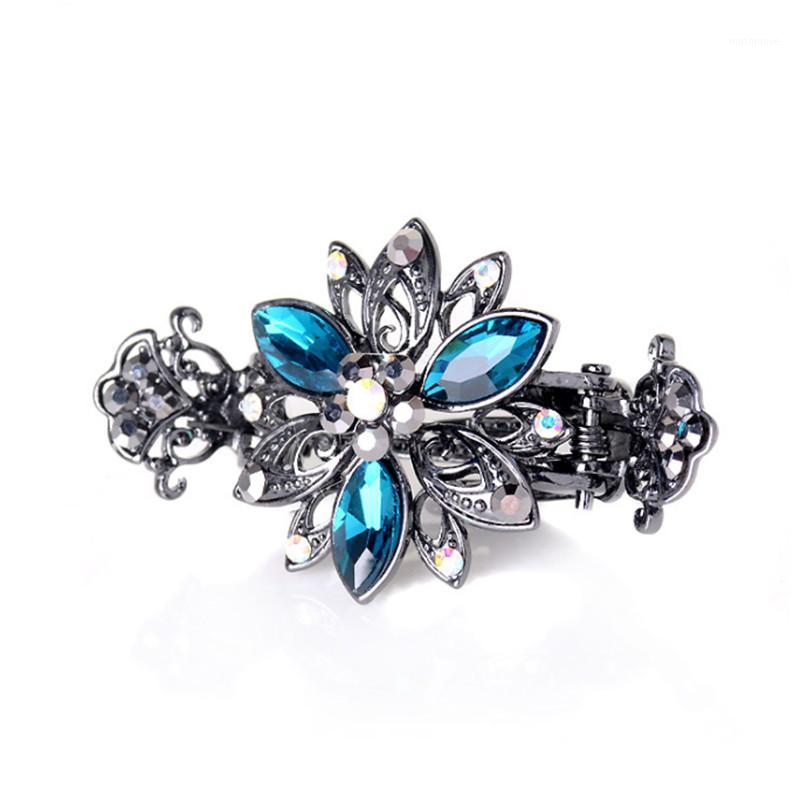 

2020 Newest Alloy Hairpins Crab Claw Clip With Luxury Crystal Flower Vintage Hair Clip Women Wedding Head band Hair Accessories1
