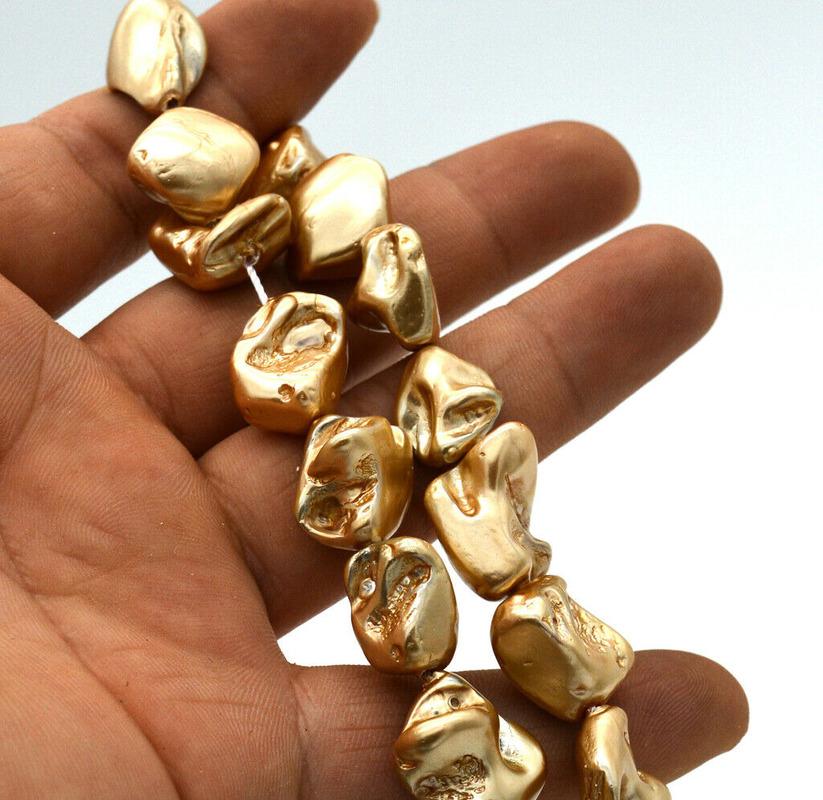 

HOO 14x18x10mm champagne Irregular South Sea Shell Pearl necklace 18 inch