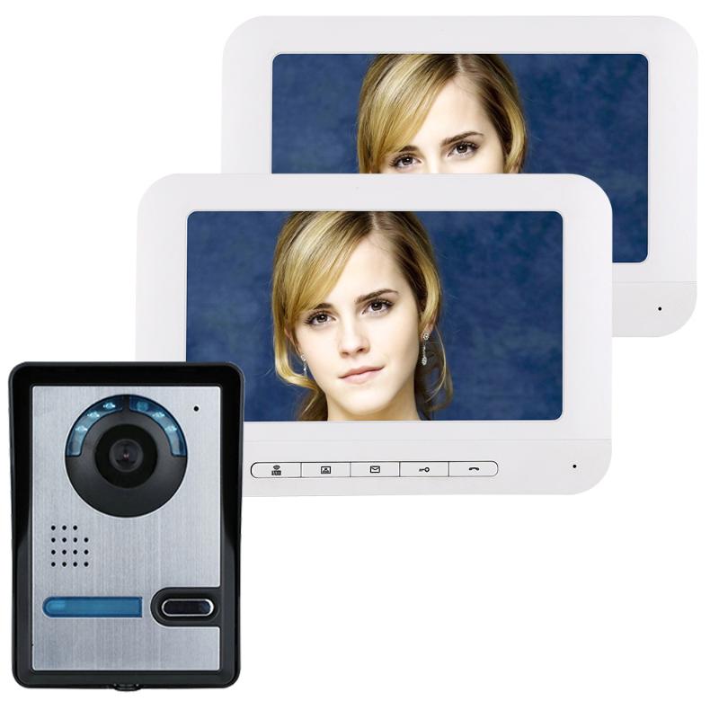 

MOUNTAINONE 7 Inch TFT 2 Monitors Video Door Phone Doorbell Intercom Kit 1-camera 2-monitor Night Vision with IR-CUT HD 700TVL
