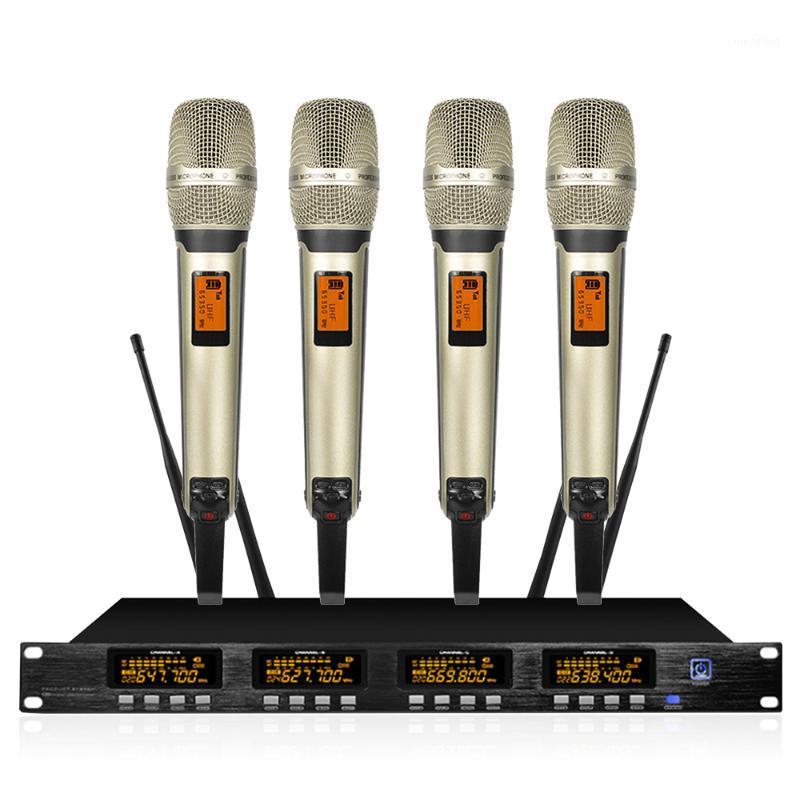 

UHF wireless microphone system four metal handheld microphone stage karaoke party event wireless1