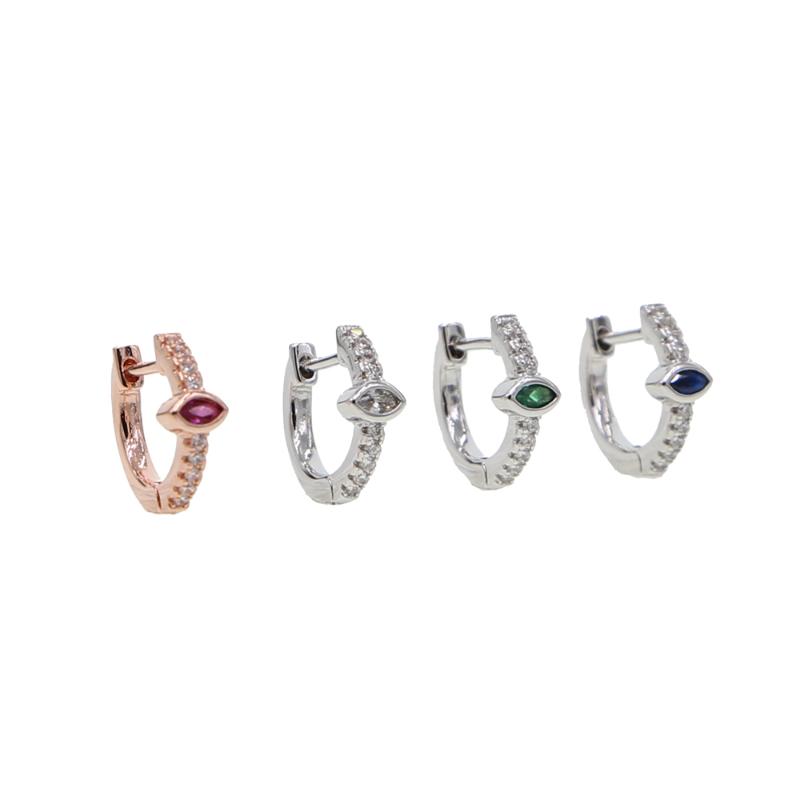 

Hoop & Huggie Silver Plated Rose Gold Color Small Cz Birthstone Earring For Women Minimal Delicate Jewelry