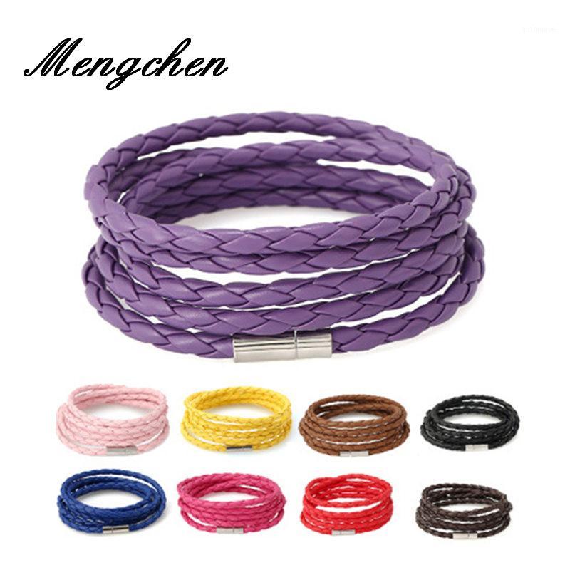 

10PCS/Lot Handmade Multilayer 10Colors Braid Leather Bracelets Bangles for Magnetic Clasp Wrap Bracelet for Women/Men Jewelry1