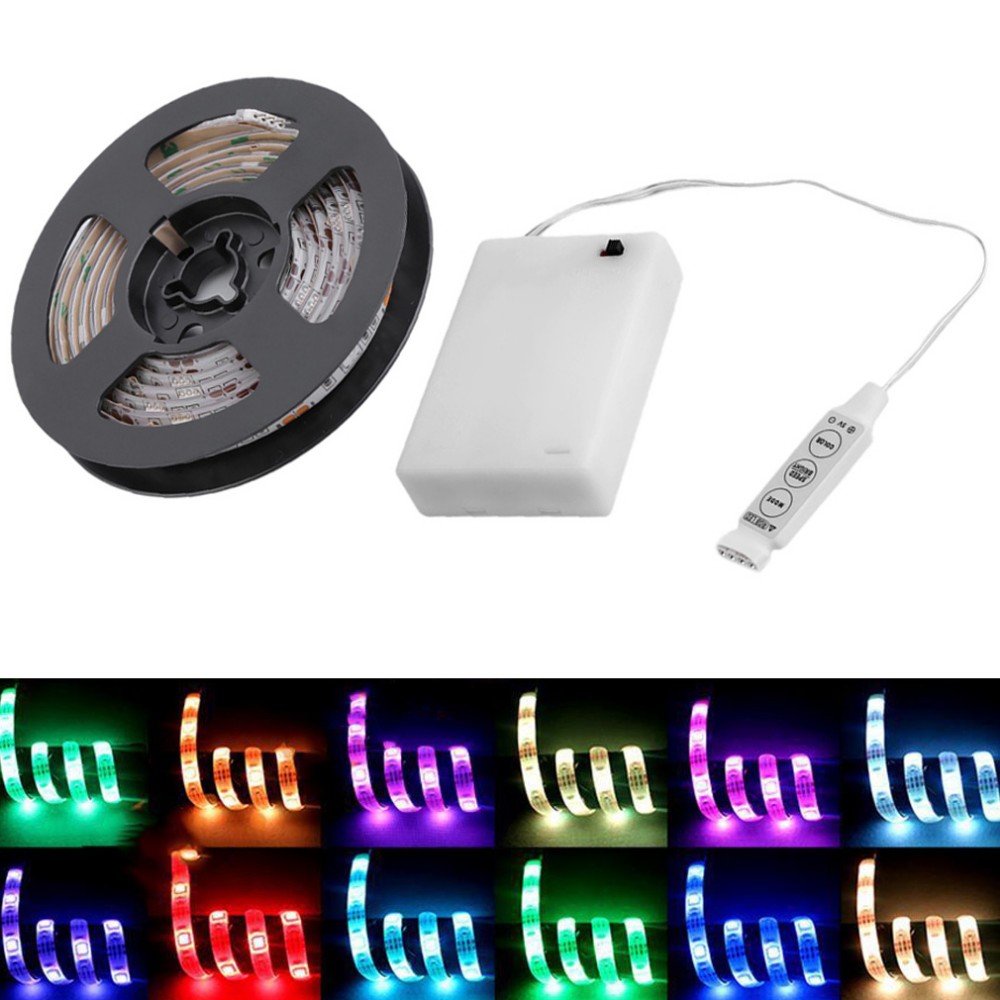 

LED Strip 5050 Battery Powered LED Strip RGB 0.5M / 1M / 2M Waterproof LED Flexible Strip Lights Decoration Lighting With Controller