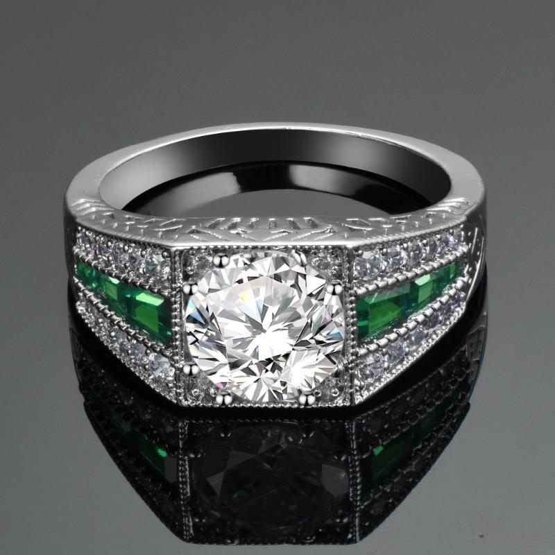 

Cluster Rings 3 Colors Exquisite Round Created Blue Red Green Spinel Wedding Band Ring 100% 925 Sterling Silver Jewelry Est For Women