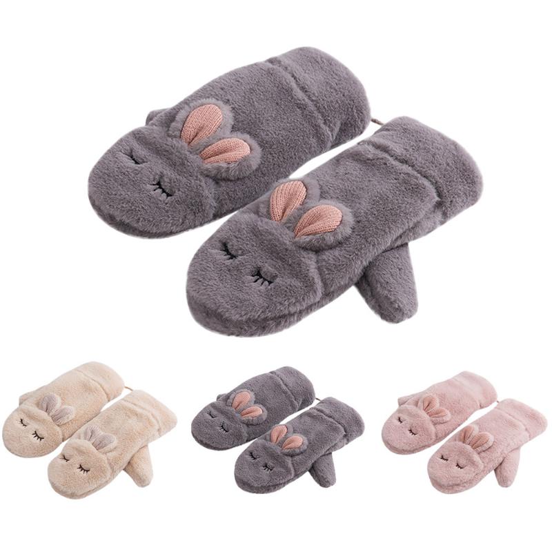 

Gloves Christmas Gift Warm Winter Gloves Fashion Mittens For Women hanging Fur Wool Glove mujer Xmas N2