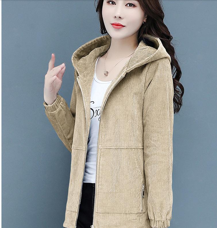 

2021 spring and autumn winter with New style fashion Long sleeve Women's corduroy Jacket coat @608, Khaki