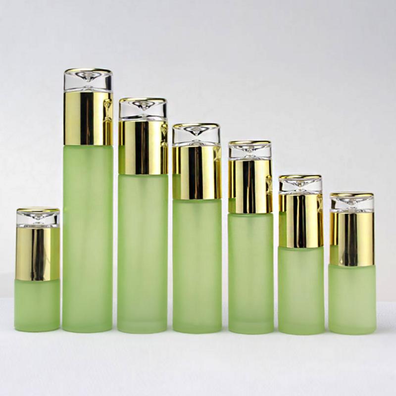 

China Manufacture 60ml green lotion/spray bottle, empty 2 oz skin care glass bottle for cream
