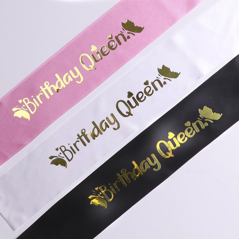 

Birthday Queen Glitter Satin Sash Mermaid Birthday Girl Ribbons Shoulder Girdle Party Supplies Fashion Decoration Acc bbyePW