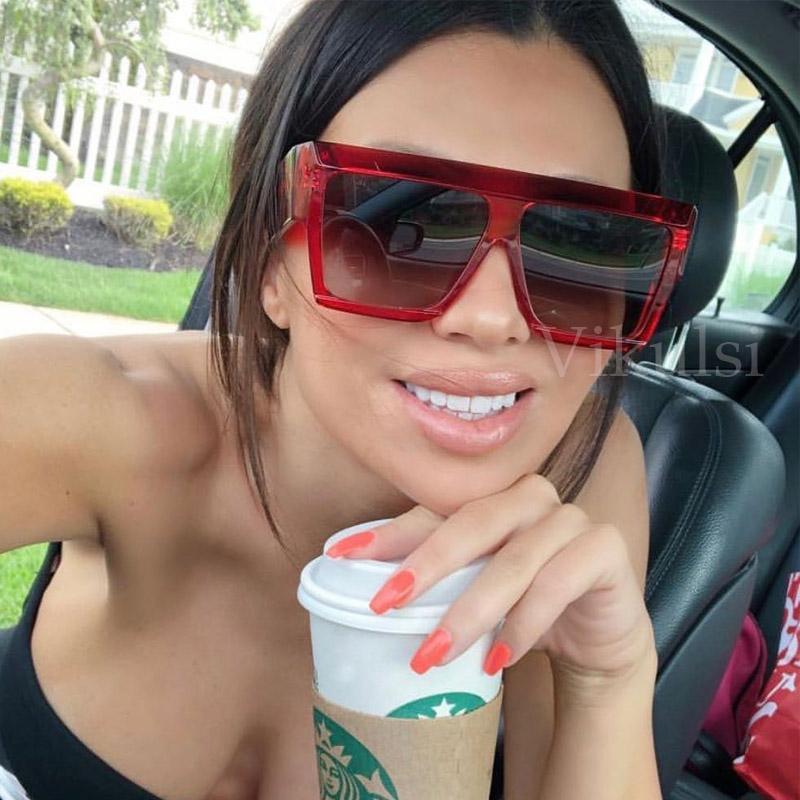 

Italy Brand Designer Flat Top Square Sunglasses Women Men Vintage Oversized Frame Shades UV400 Men Sun glasses Female red Oculos