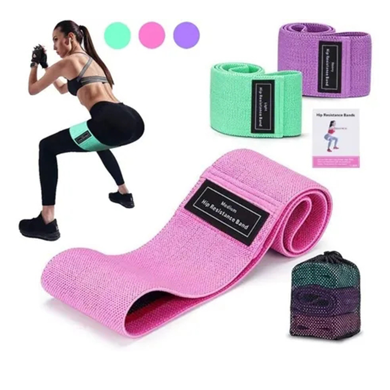 

Keep Hot Polyester Cotton Resistance Band Women Fitness Yoga Belt Hip Expander Trainning Tool Indoor Gym Excercise Loop for Waist Muscle, A three-piece