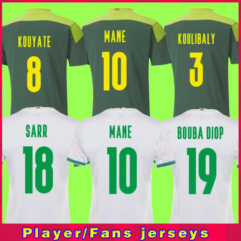 

21 22 Senegal soccer jerseys 2021 2022 African Cup champions national home away MANE KOULIBALY GUEYE KOUYATE SARR Maillot de football Unifor, Black;yellow