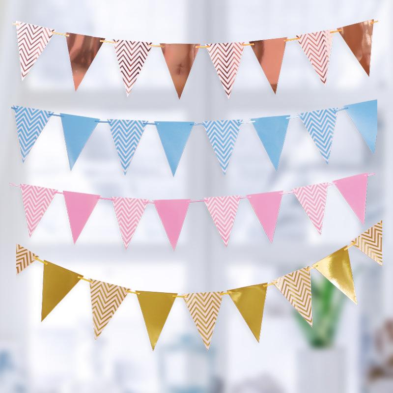 

Rose Gold Happy Birthday Party Banner 1st First Birthday Boy Girl Party Kids Adult Bunting Paper Flags Garland One Year