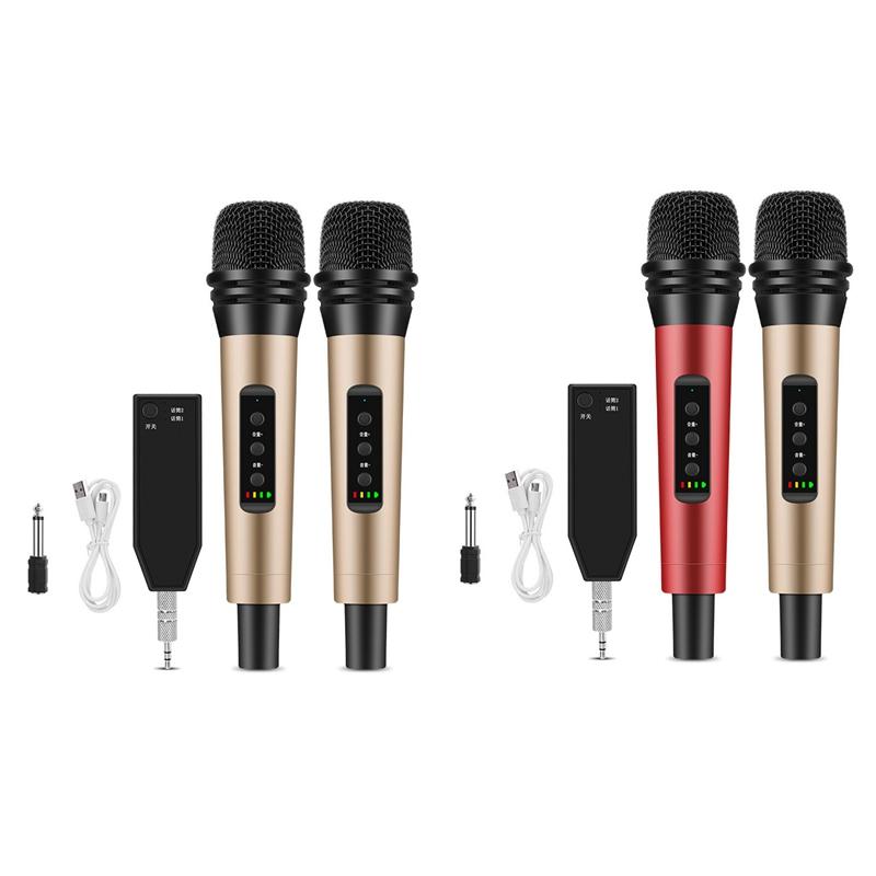 

Wireless Microphone o UHF Dual Handheld Dynamic Microphone System Kit with Rechargeable Receiver
