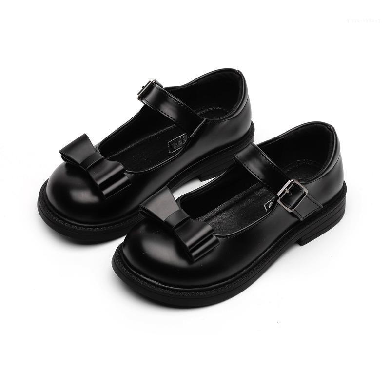 

Girls White Leather Shoes Spring New Children's Bow-knot Shallow Mouth Shoes Children's Princess Girls Performance1, Black