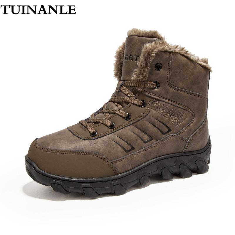 

TUINANLE Womens Boots Ankle High Quality PU Rubber Bottom Winter Shoes Women Waterproof Size 43 Botas De Invierno Para Mujer, Black