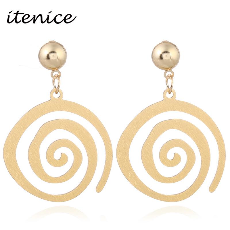 

Itenice New Stylish Cute Personality Irregular Geometric Drop Earrings Large Circle Of Gold Lollipop Earrings For Women Jewelry