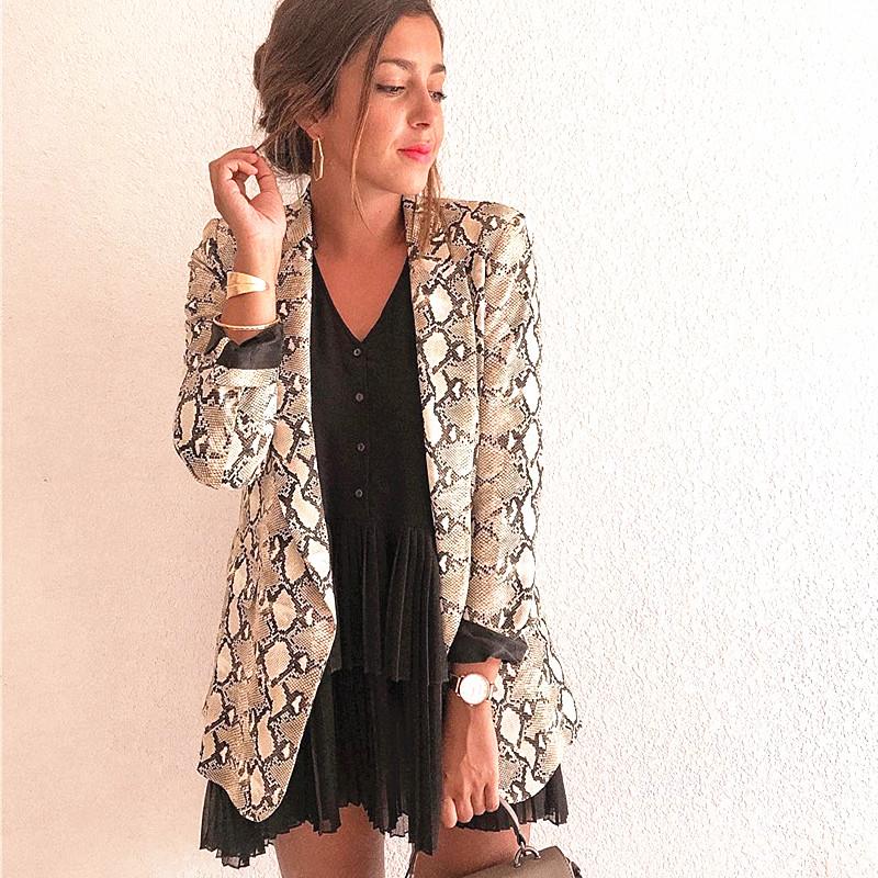 

Women' Snakeskin Slim Long Sleeve Business Suit Jacket Coat Outwear -XL