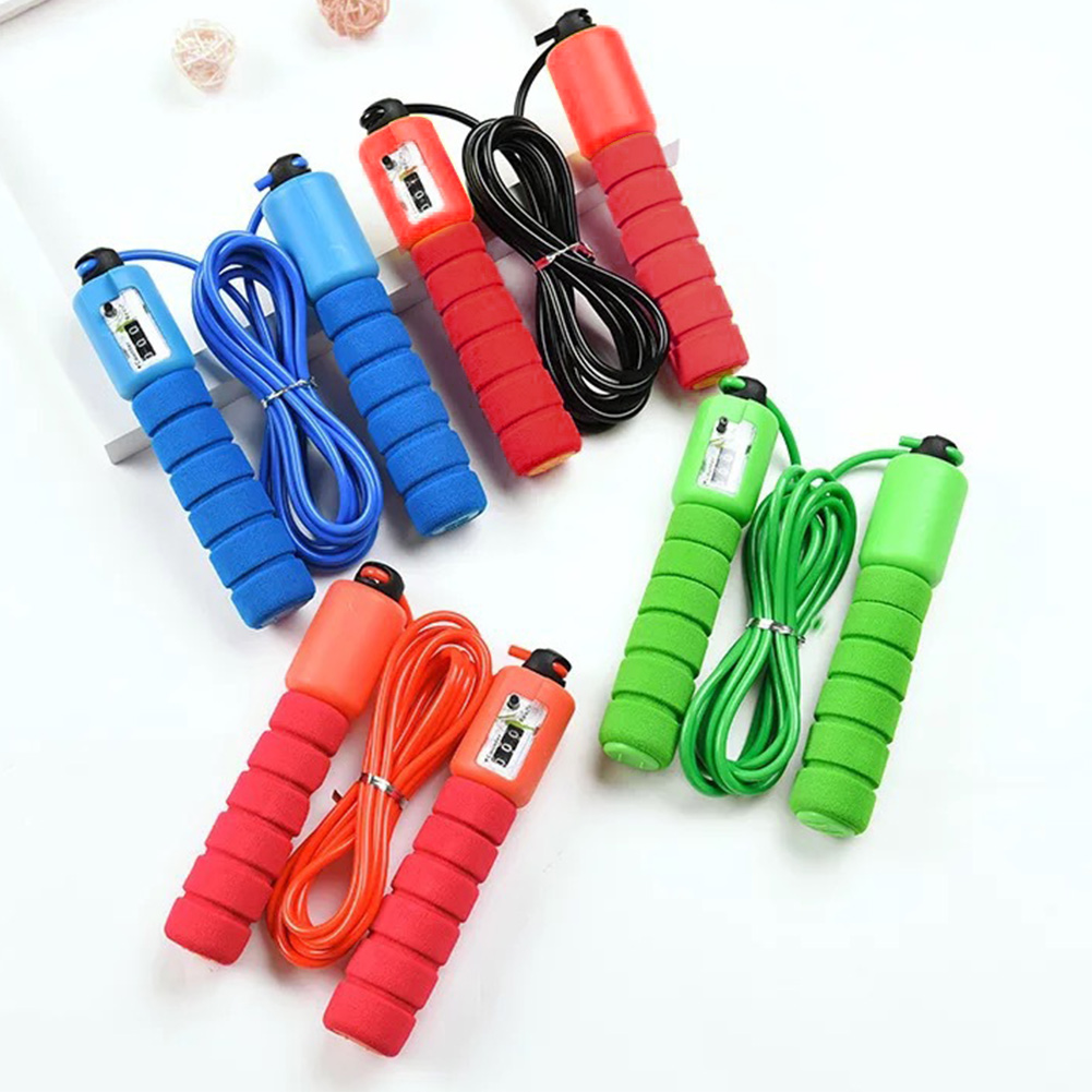 

Multi-Color Sponge Handle Adjustable Jump Rope With Counter -free Bearing Design Skipping Exercise Sports Supplies Fitness