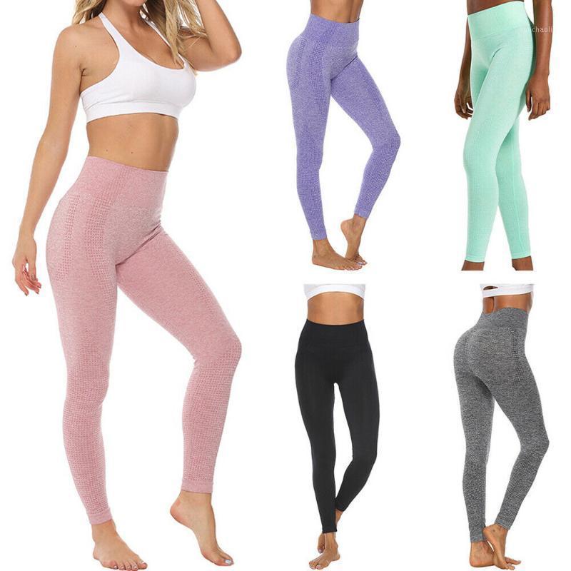 

Hot Sale Women Leggings Fitness Yoga Pants High Waist Solid Seamless Stretchy Long Trousers Sports Gym Running Pants1, Black