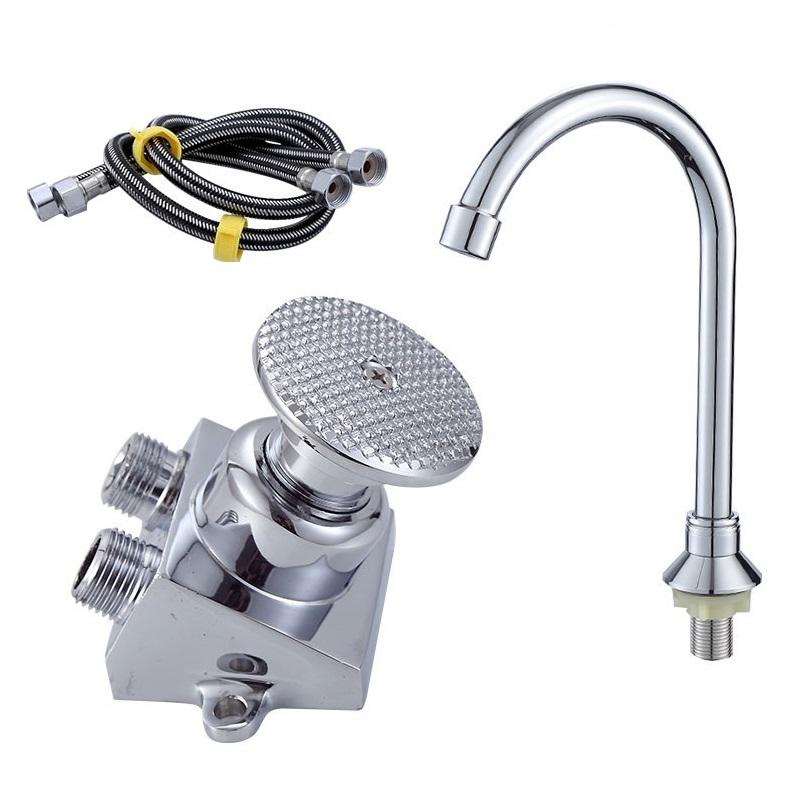 

Hands-free Foot Pedal Faucet Pedal Valve Laboratory Touchless Floor Mount Foot Control Faucet Hot Cold Mixing