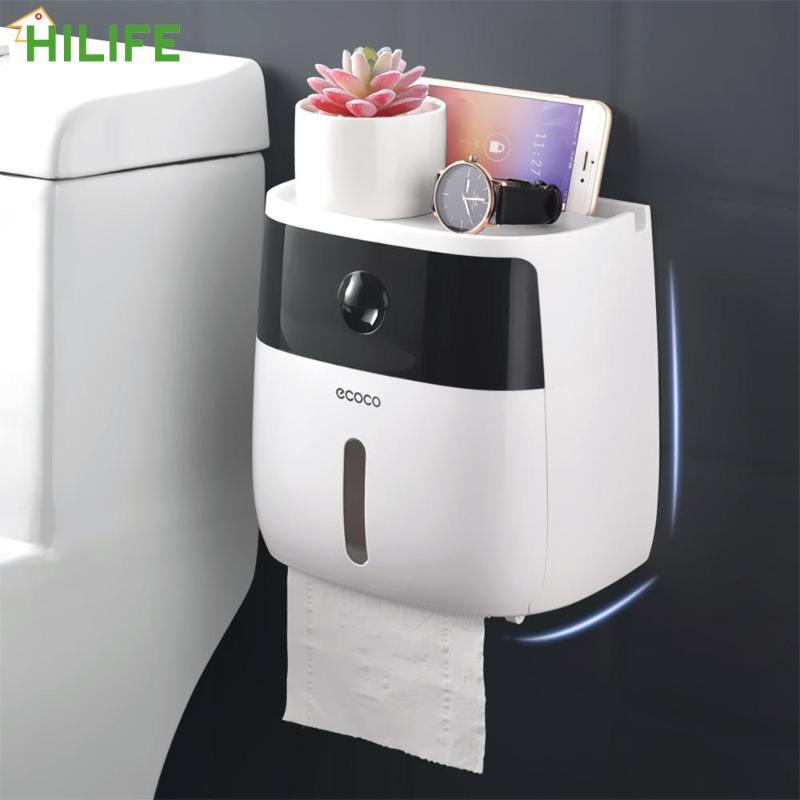 

Bath Toilet Paper Holder Toilet Tissue Dispenser Tissue Paper Box Holder Storage Wall Mounted Creative Plastic Box