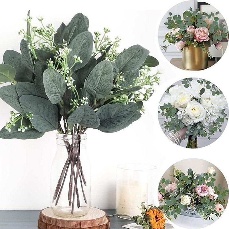 

2020 Artificial Eucalyptus Leaves Stems Eucalipto Branches Plants for Floral Bouquets Wedding Holiday Home Greenery Decorations