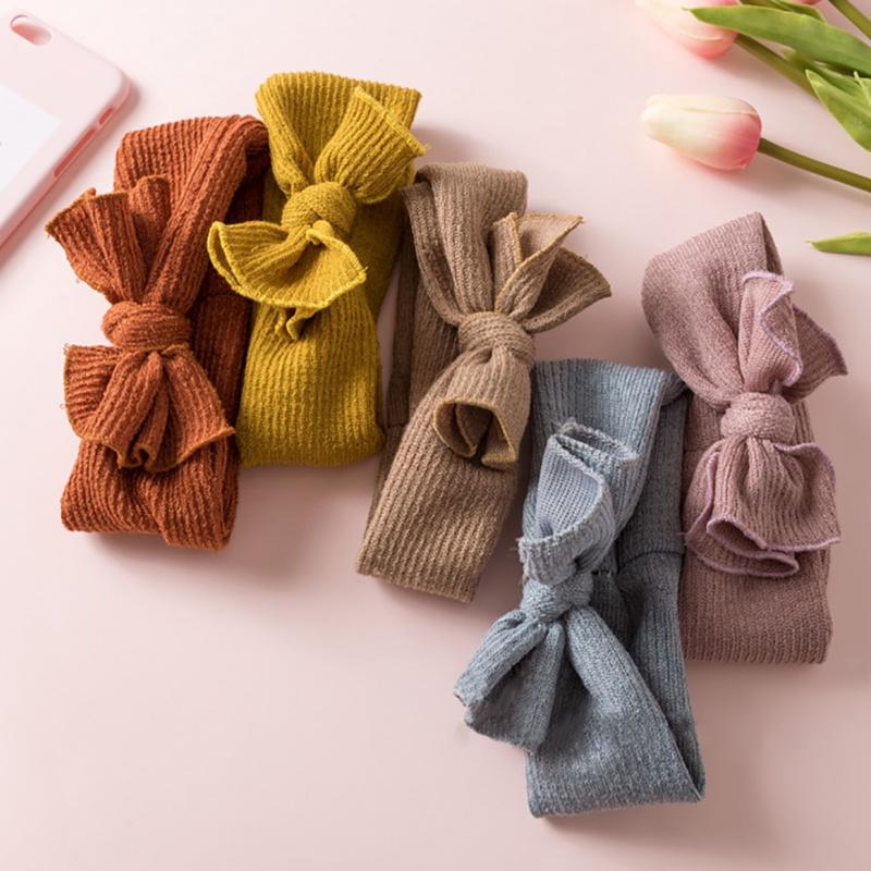 

1-4T Newborn Baby Headband Toddler Kids Baby Girl Boy Headwear Solid Bowknot Soft Turban Knot Hairband