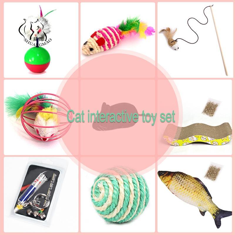 

Cat Toys Rolling Ball Cat Mouse Kitten Interactive Stick Funny Fishing Rod Game Wand Feather Stick Toy Pet Supplies Accessory